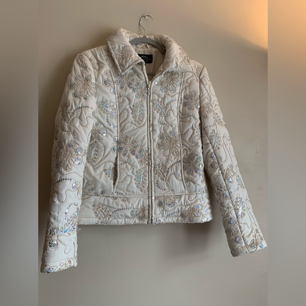 Montanaco NWOT Jacket Coat Sparkling Western Style Women Size Small Cream